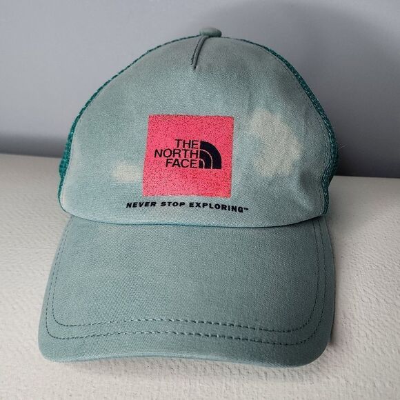 The North Face Hat Snapback Baseball Cap Distressed Teal Mesh Back Classic Fit - Picture 1 of 4